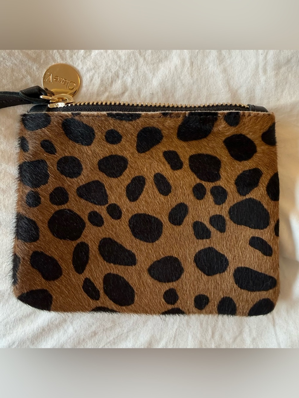 Clare V. Leopard print calf hair pouch - Picture 3 of 5